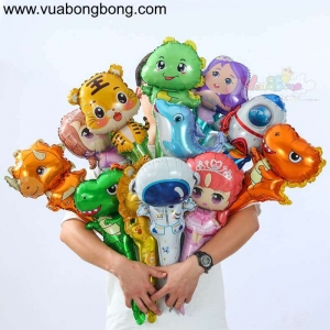 Set 10 thanh bong bóng bay gậy hình thú tay cầm dài đủ mẫu